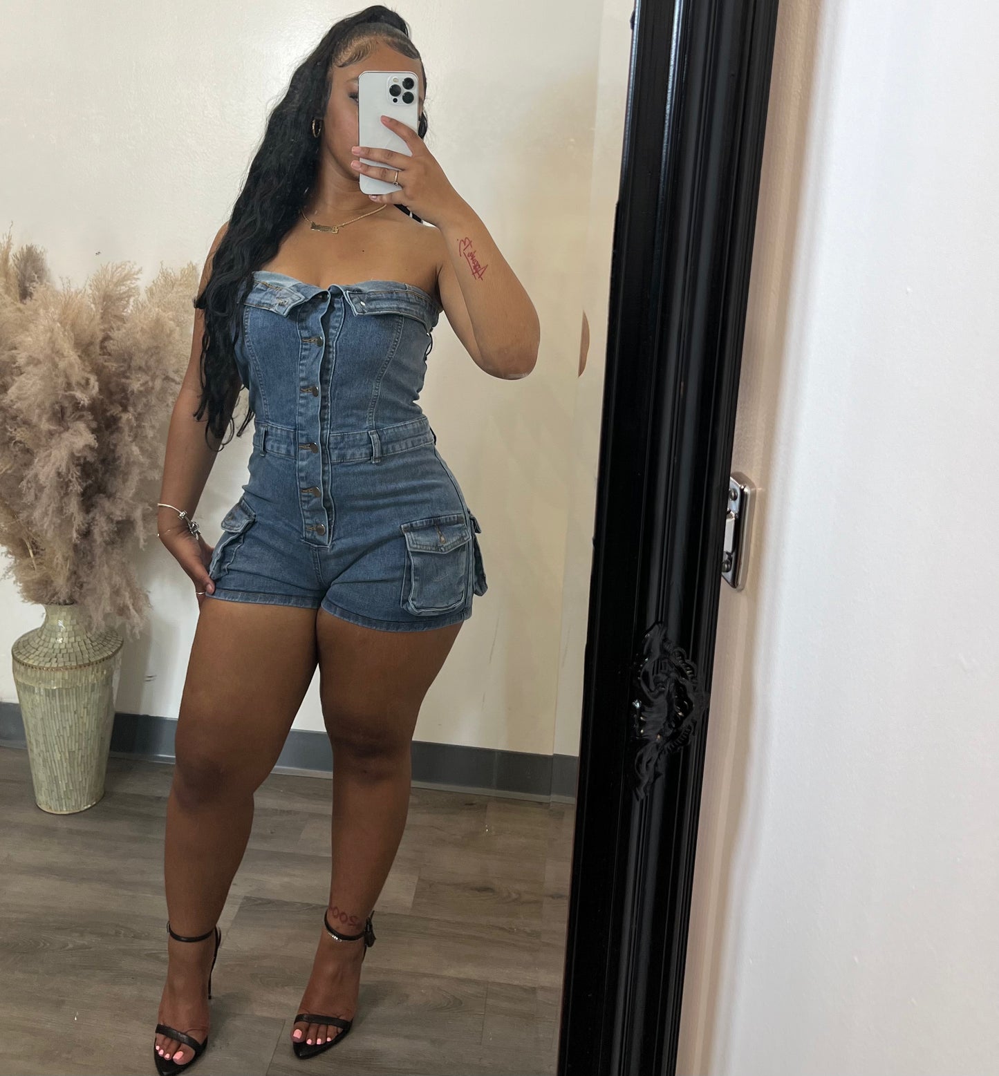 Alicia Denim Romper