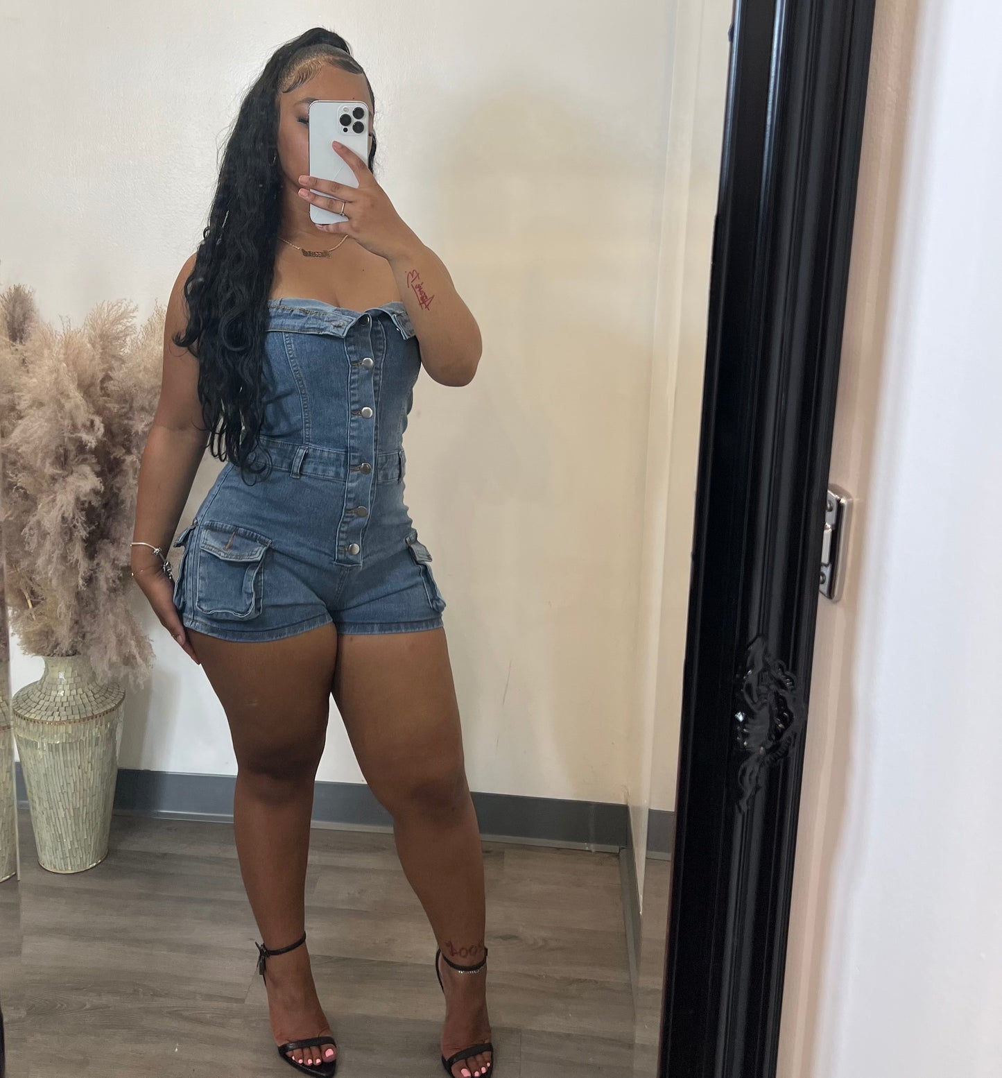 Alicia Denim Romper